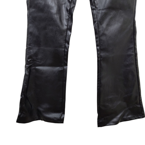 WHITE FOX VEGAN FAUX LEATHER PANTS HIGH RISE BOOT CUT WOMEN'S MEDIUM  BLACK NWT - Picture 6 of 16